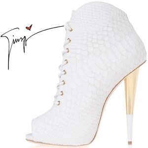 Giuseppe White Peep Toe Booties